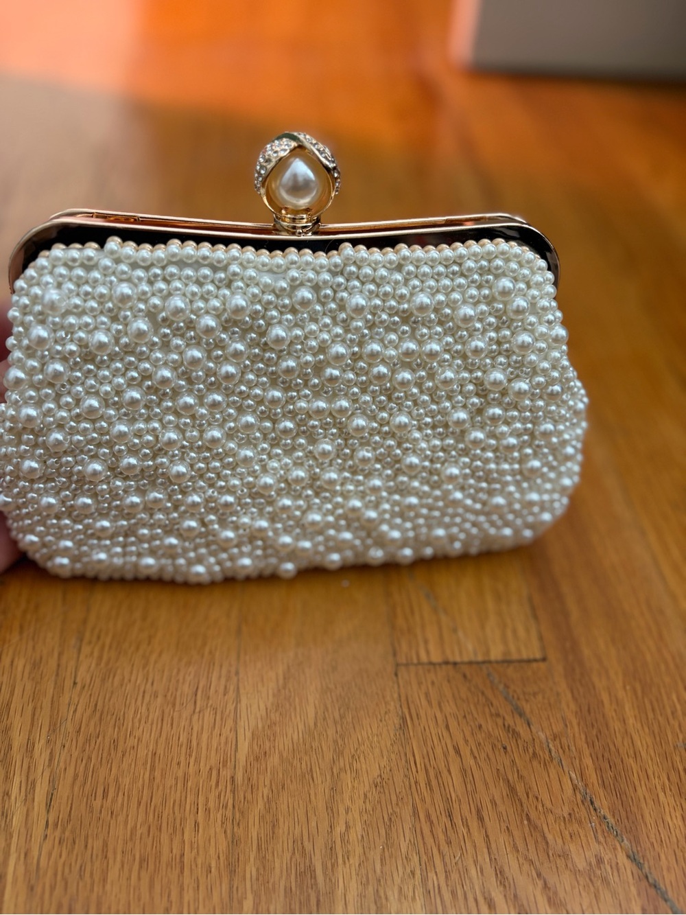Pearl Beaded Evening Clutch - Ivory